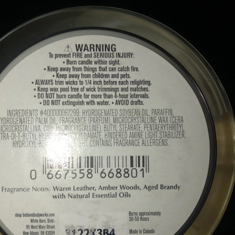 Bath and Bodyworks one wick candle leather and brandy - Picture 4 of 4